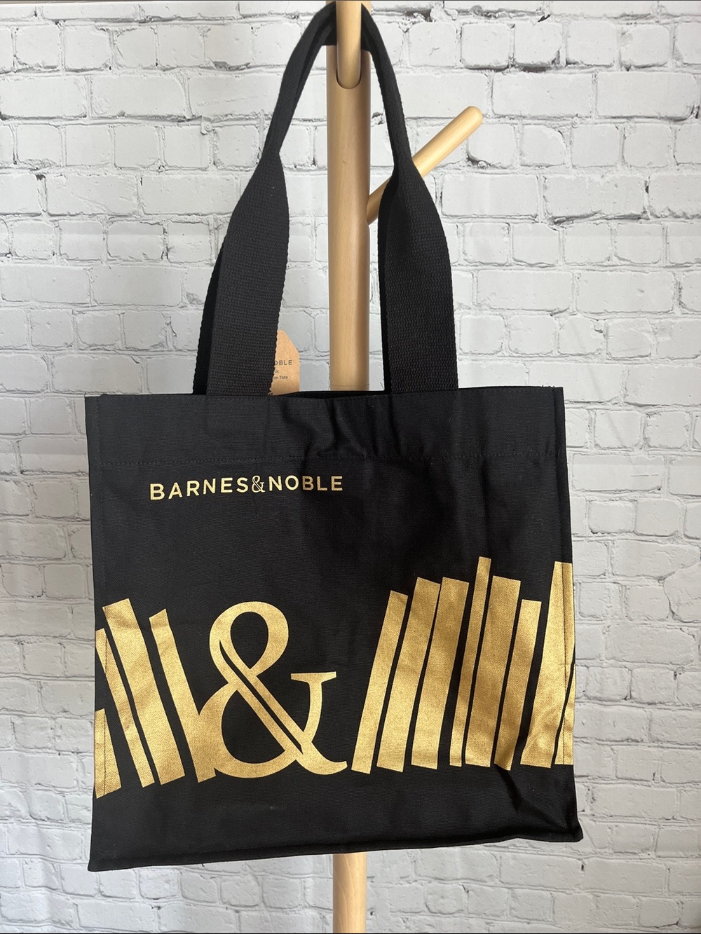 NEW Barnes & Noble Black Tote with Gold Book Motif